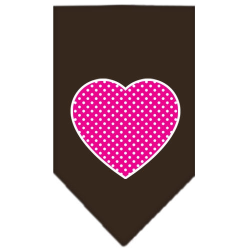 Pink Swiss Dot Heart Screen Print Bandana Cocoa Small